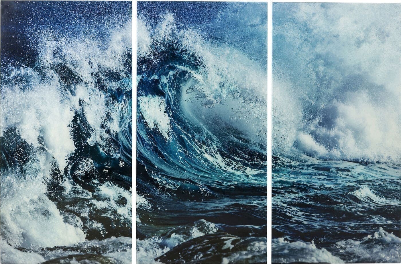 Schilderij Glas Triptychon Wave (3/Set) Kare Design Schilderij 64682