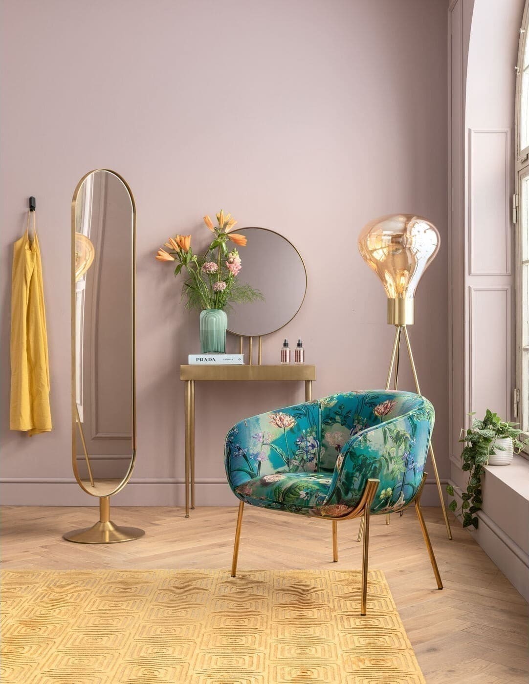Spiegel Staand Curve Brass 40x170cm Kare Design Spiegel 85924