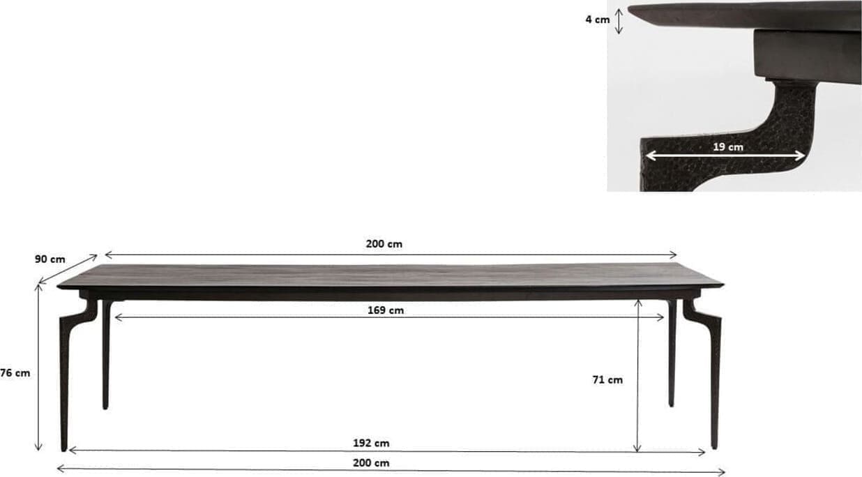 Tafel Bug 200x90cm Kare Design Eettafel 82556