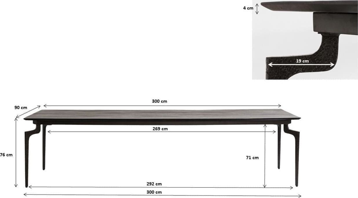 Tafel Bug 300x90cm Kare Design Eettafel 82426