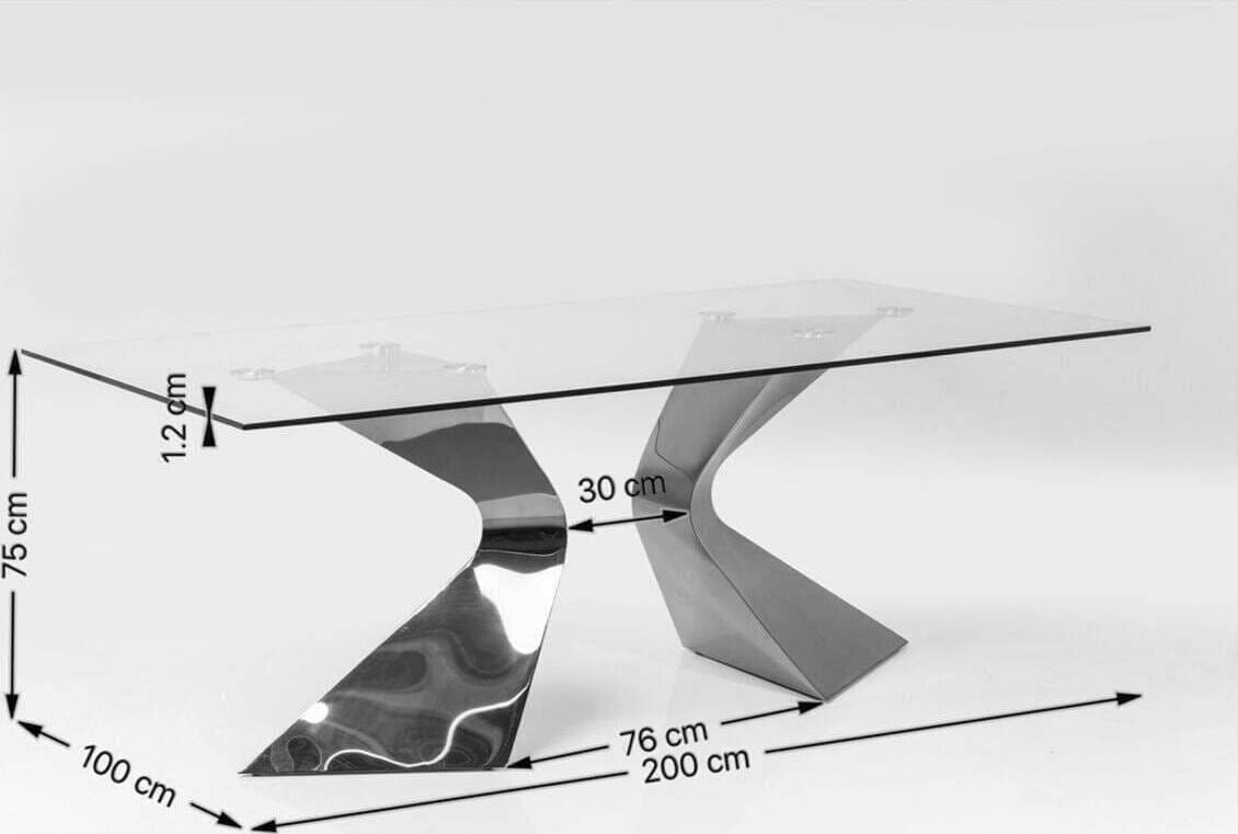 Tafel Gloria Chrome 200x100cm Kare Design Eettafel 81924