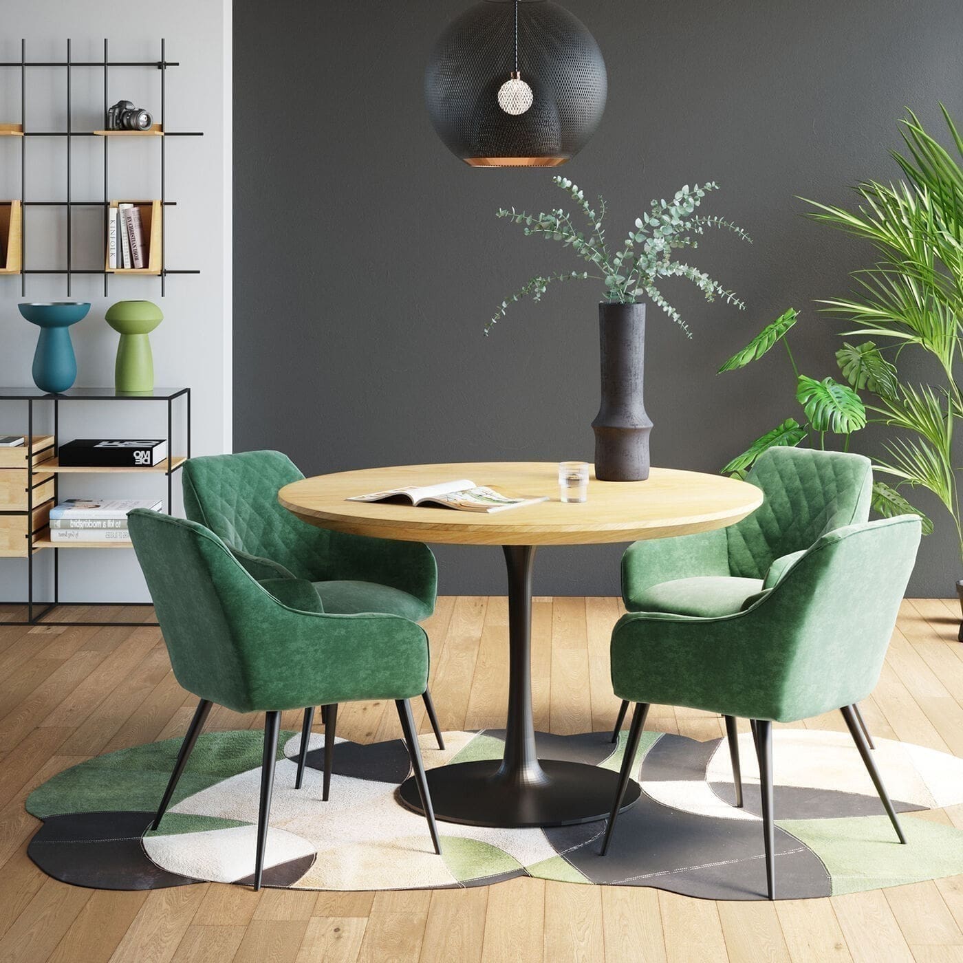 Tafel Invitation Set Oak Black Ø120cm Kare Design Eettafel 84406
