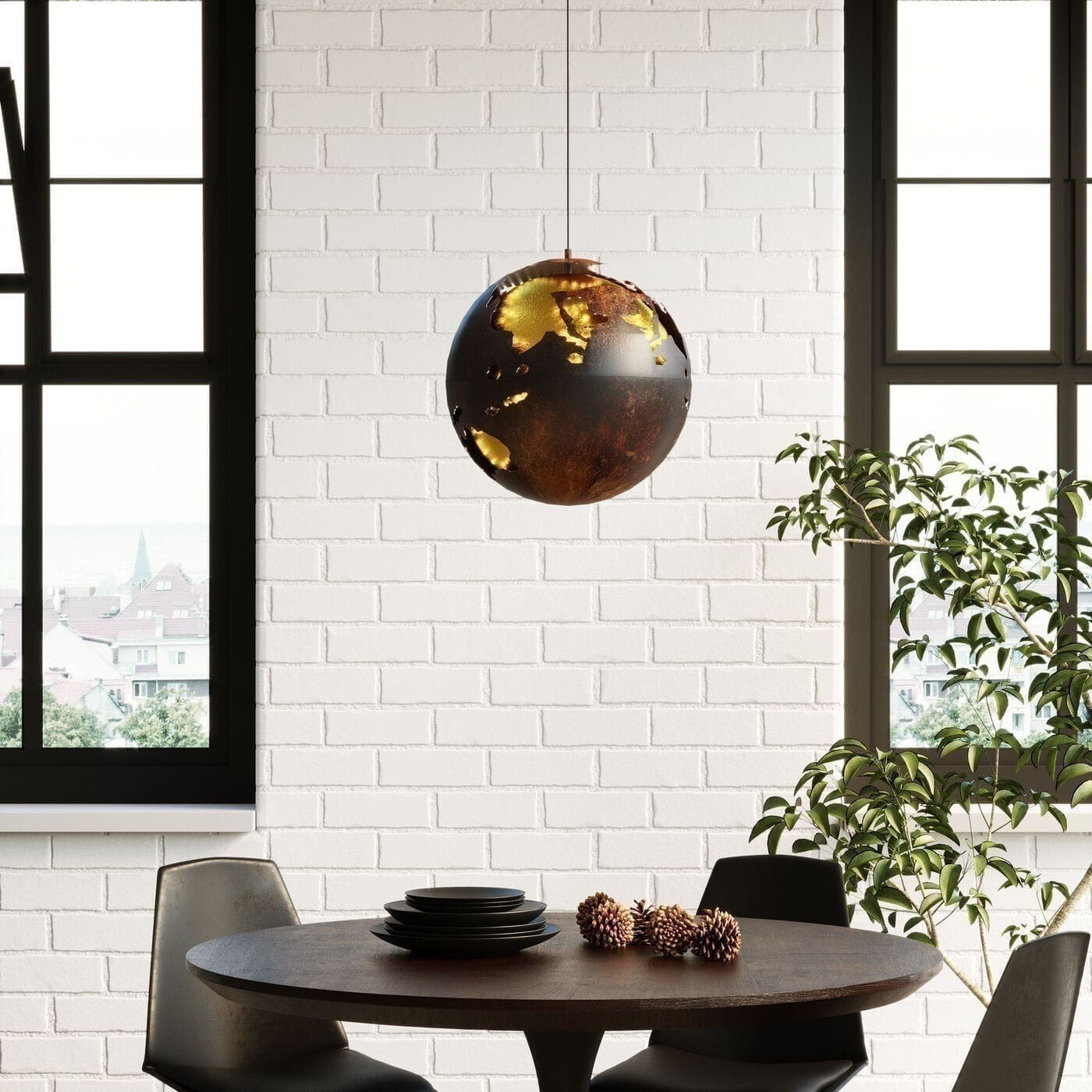 Tafel Invitation Set Walnut Black Ø120cm Kare Design Eettafel 84403