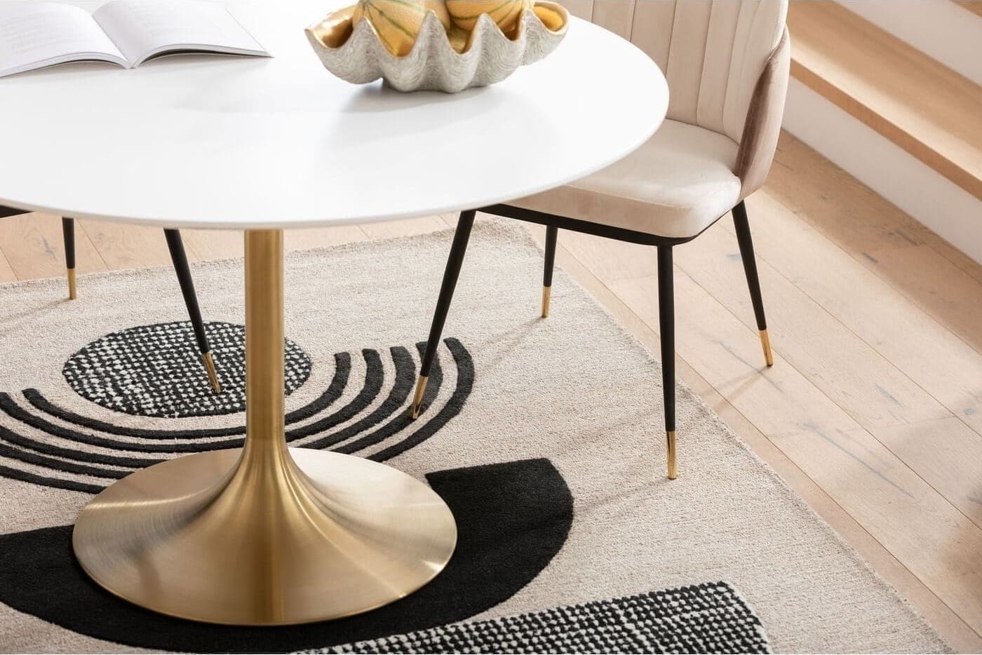 Tafel Invitation Set White Brass Ø120cm Kare Design Eettafel 85958