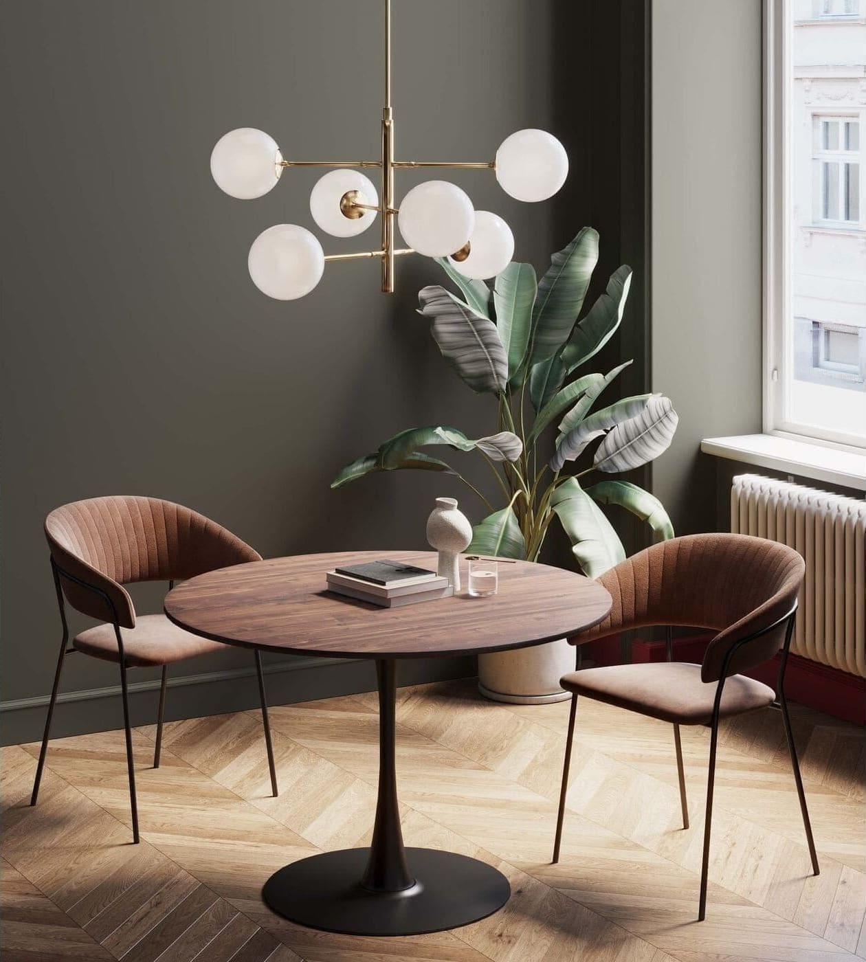 Tafel Schickeria Walnut Black Ø110cm Kare Design Eettafel 86795