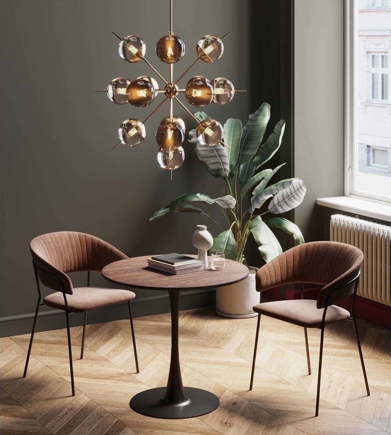 Tafel Schickeria Walnut Black Ø80cm Kare Design Eettafel 86793