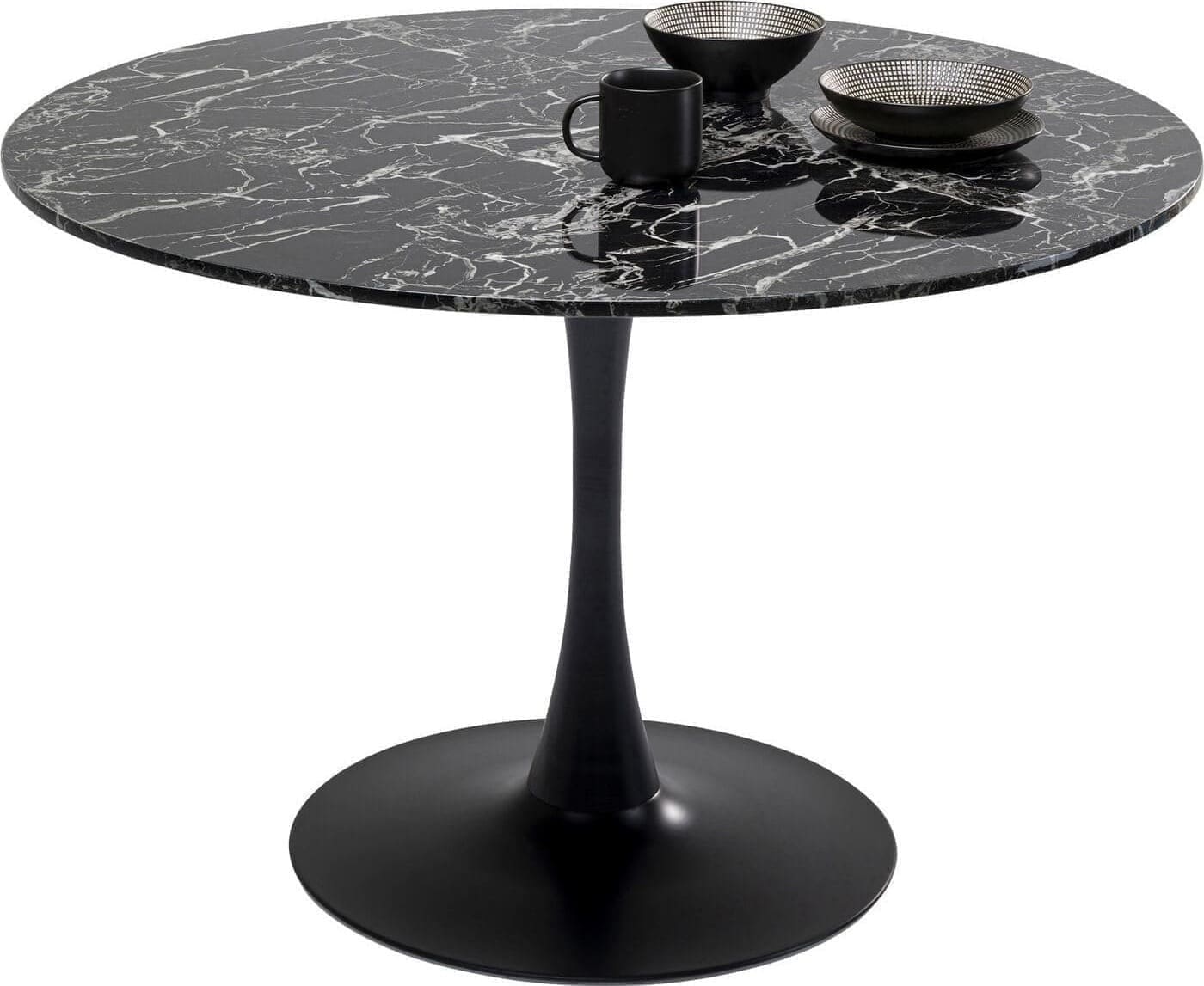 Tafel Veneto Marble Black Ø110cm Kare Design Eettafel 86018