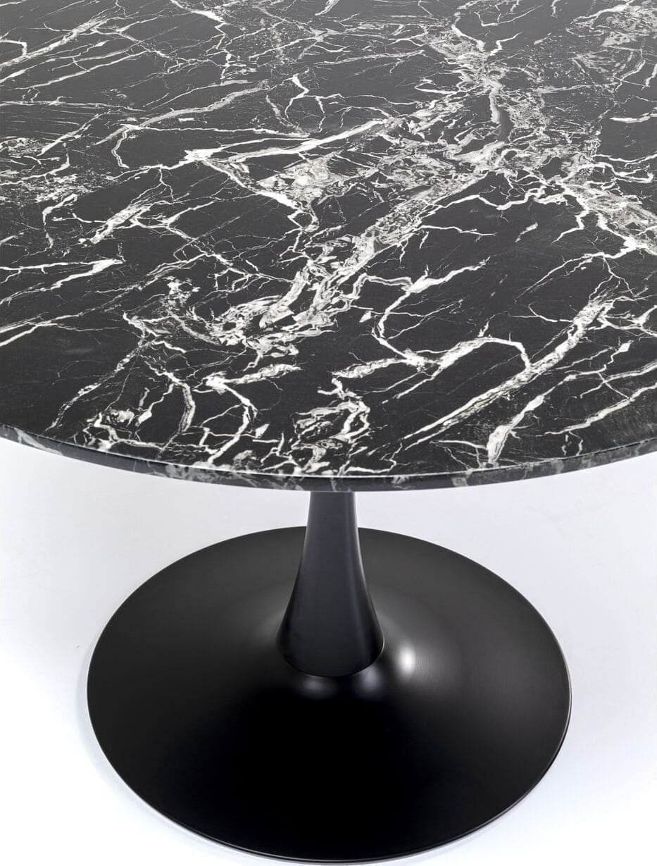 Tafel Veneto Marble Black Ø110cm Kare Design Eettafel 86018