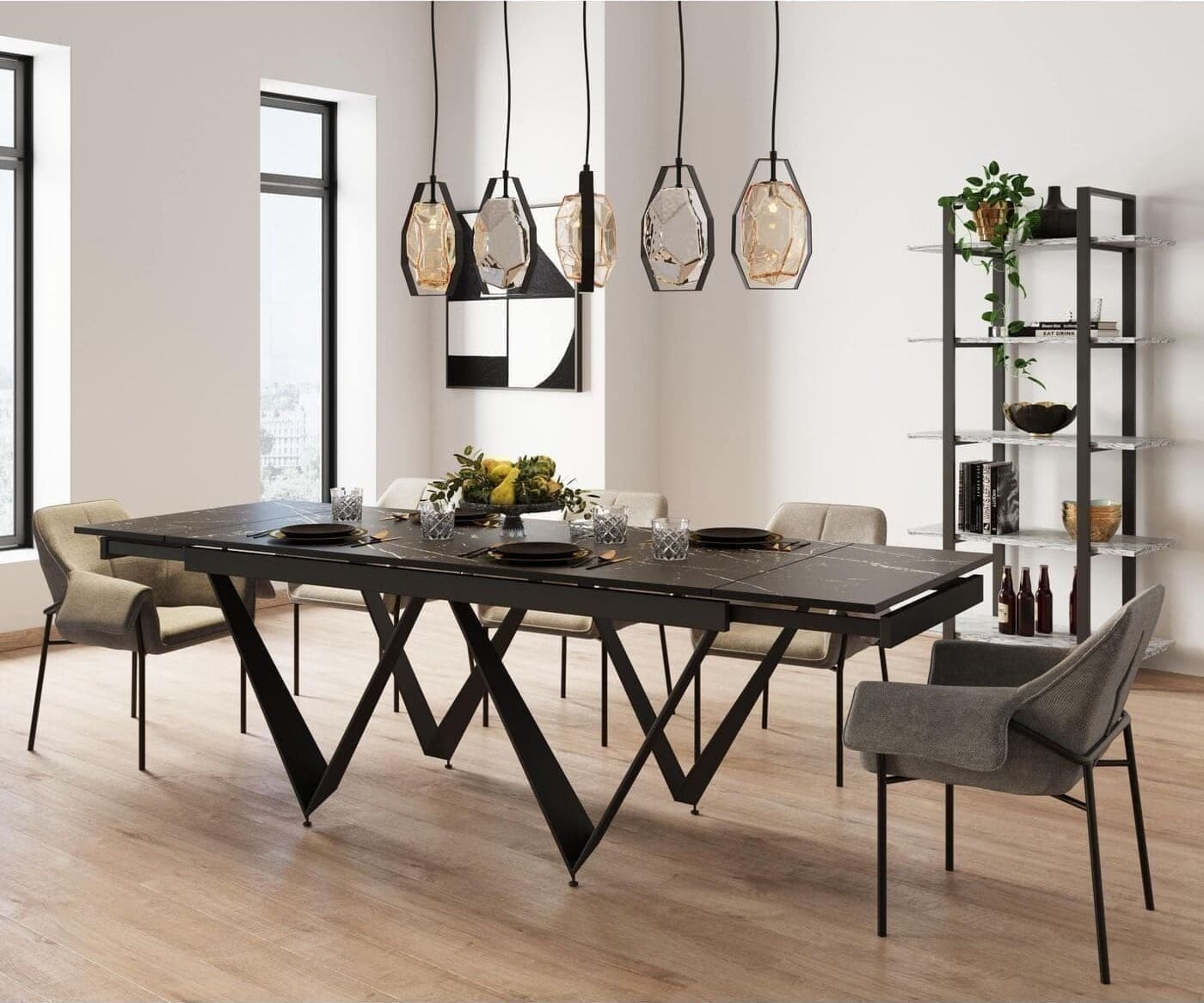 Uitschuiftafel Sandra 180(40+40)x90cm Kare Design Uitschuiftafel 86630