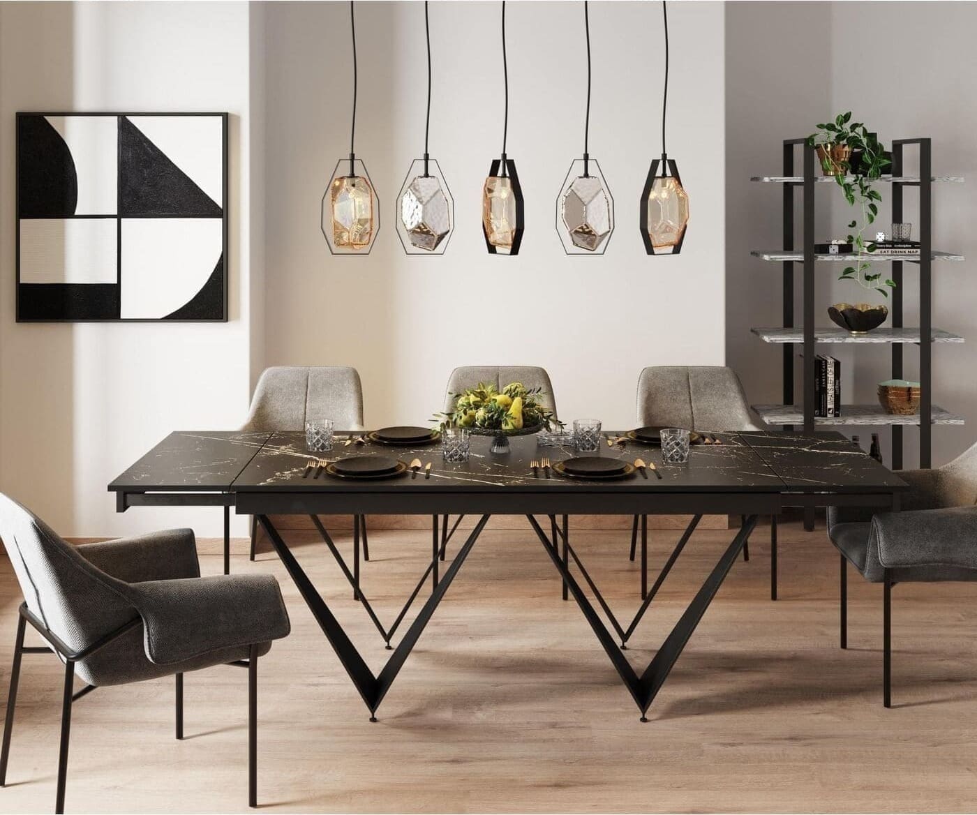 Uitschuiftafel Sandra 180(40+40)x90cm Kare Design Uitschuiftafel 86630