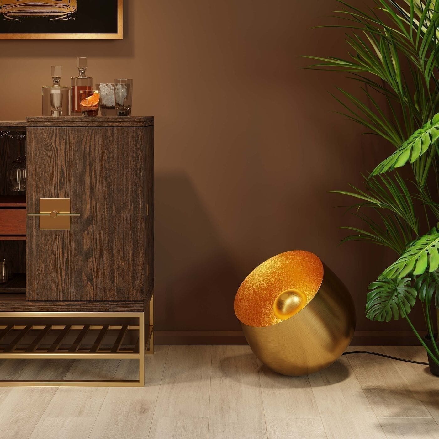 Vloerlamp Apollon Smooth Gold Ø50cm Kare Design Vloerlamp 54318