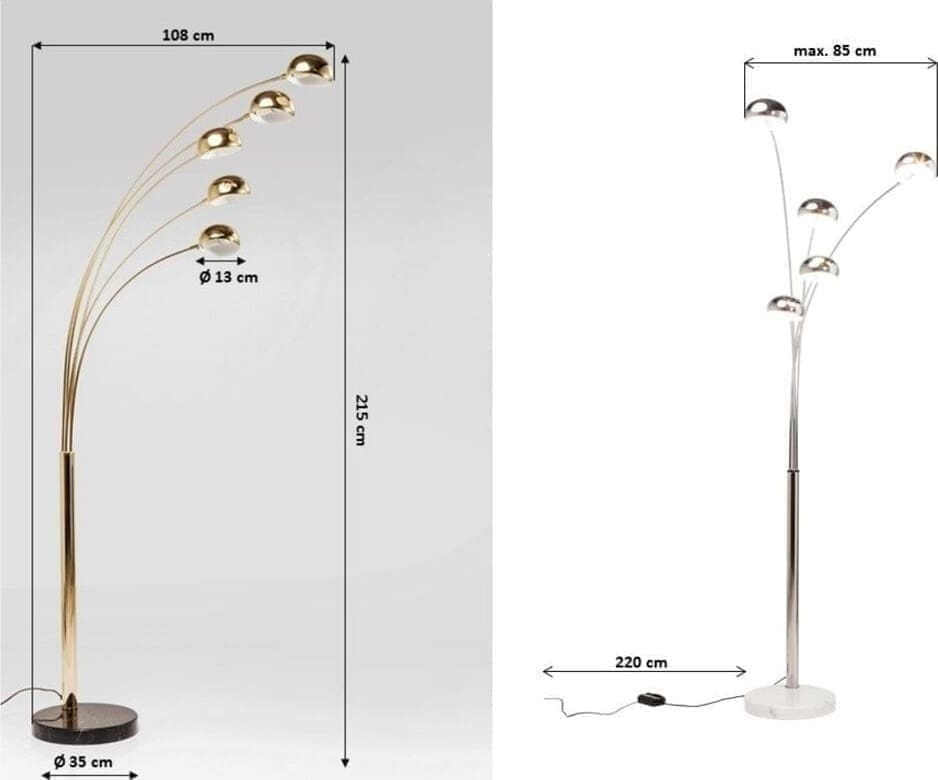 Vloerlamp Five Fingers Brass Kare Design Vloerlamp 60631