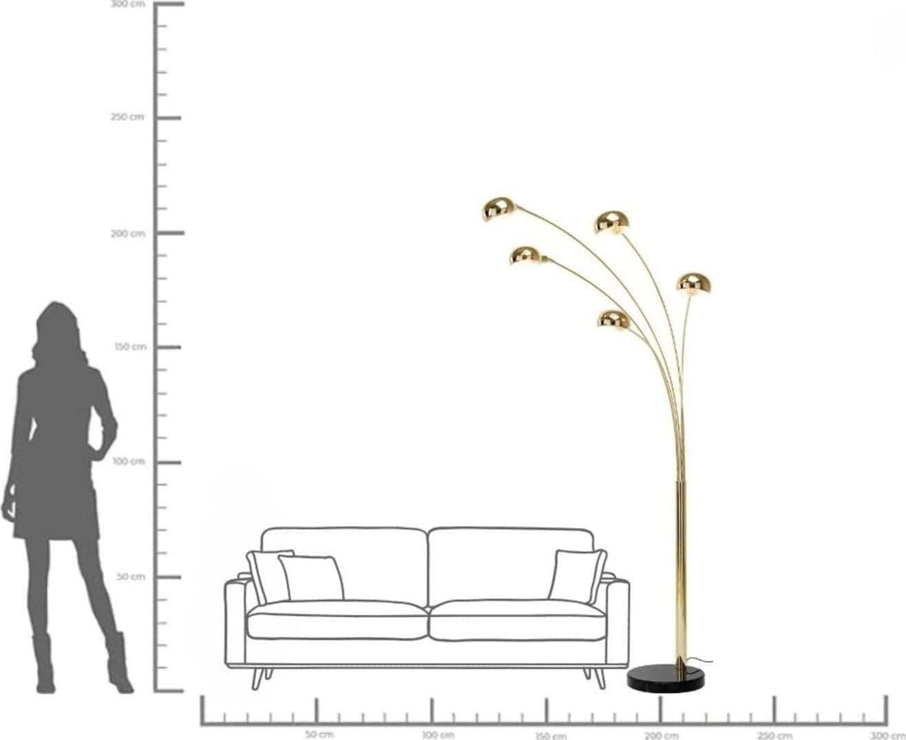 Vloerlamp Five Fingers Brass Kare Design Vloerlamp 60631