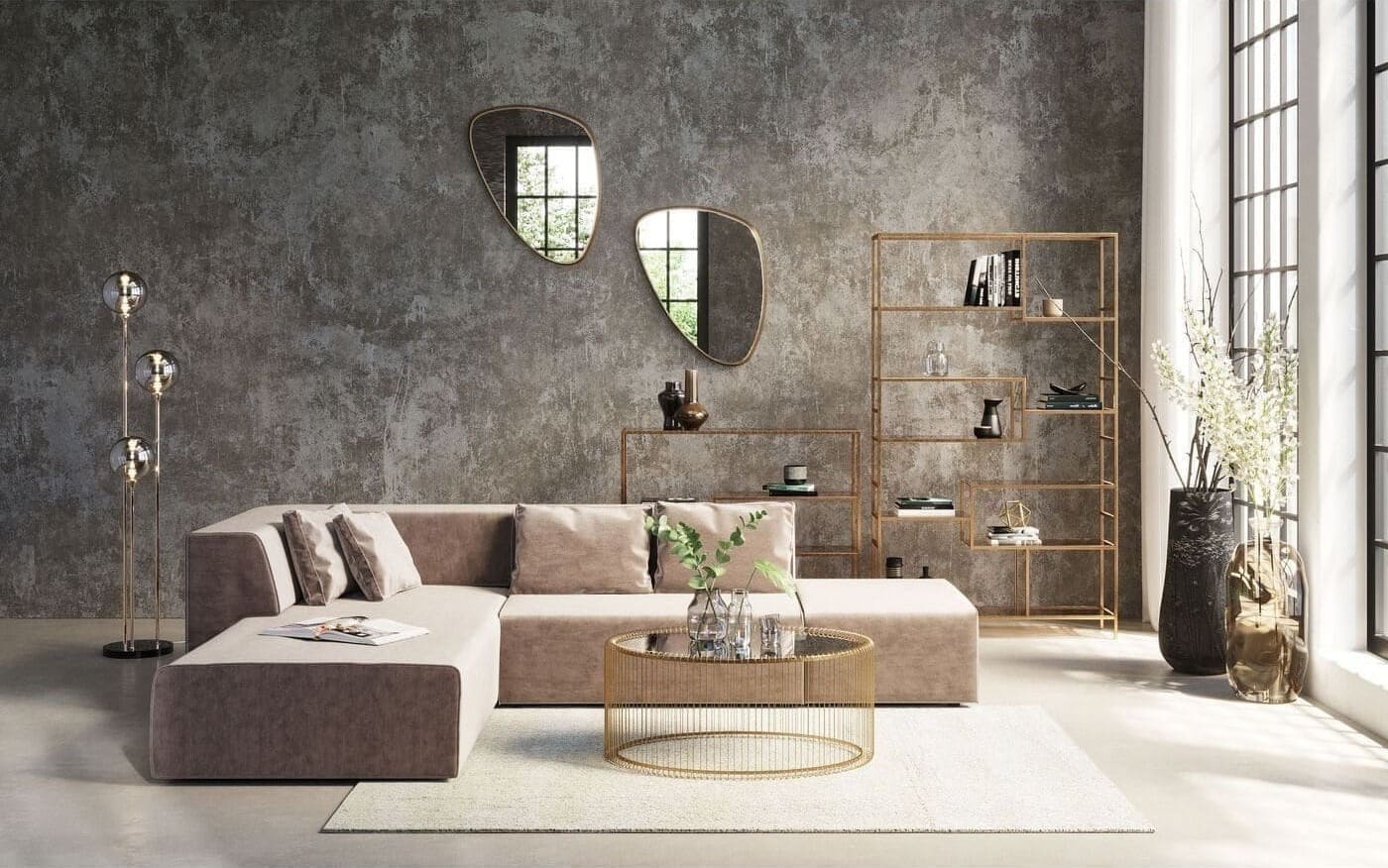 Wandplank Loft Gold 115x100cm Kare Design Wandplank 85486