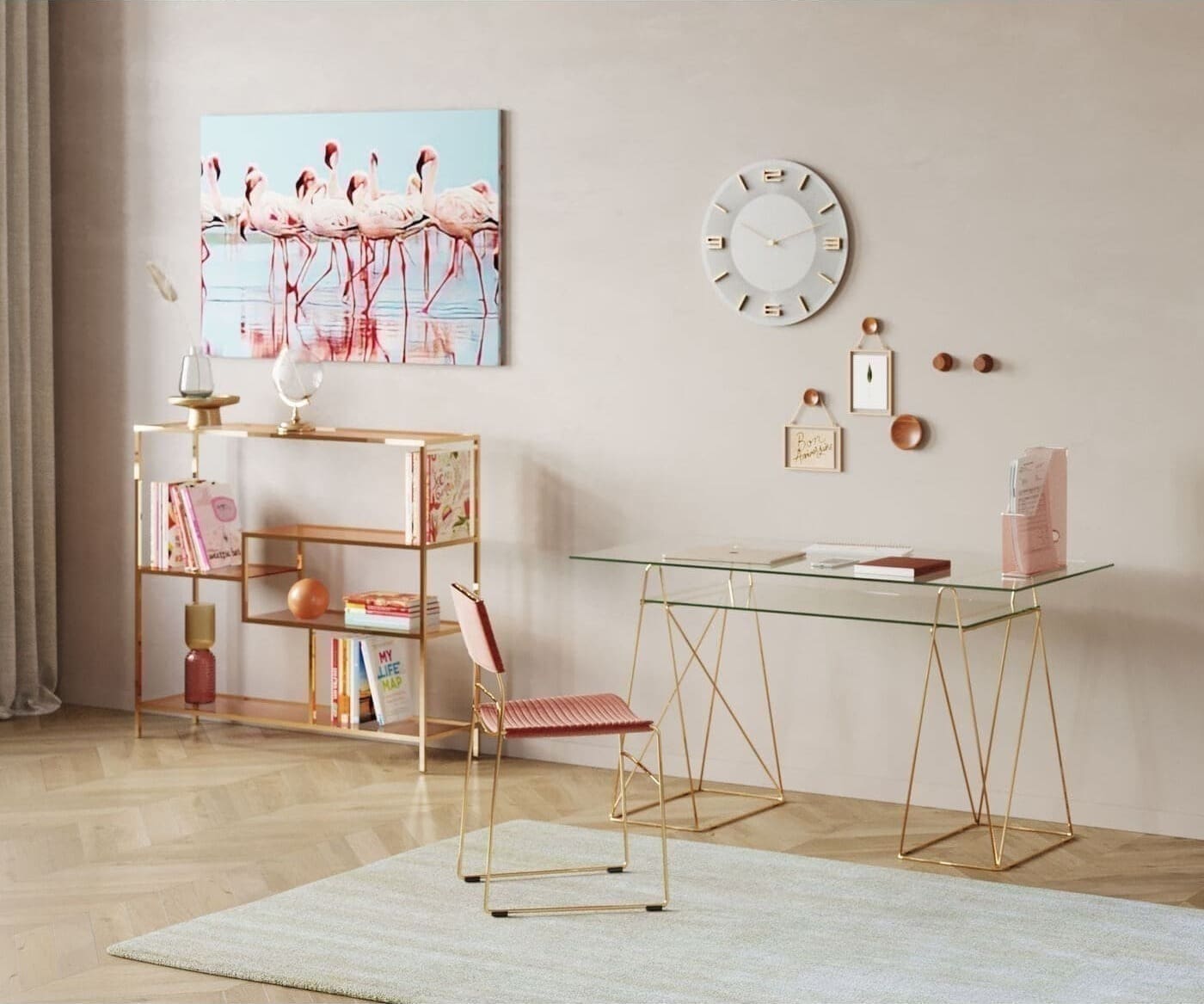 Wandplank Loft Gold 115x100cm Kare Design Wandplank 85486