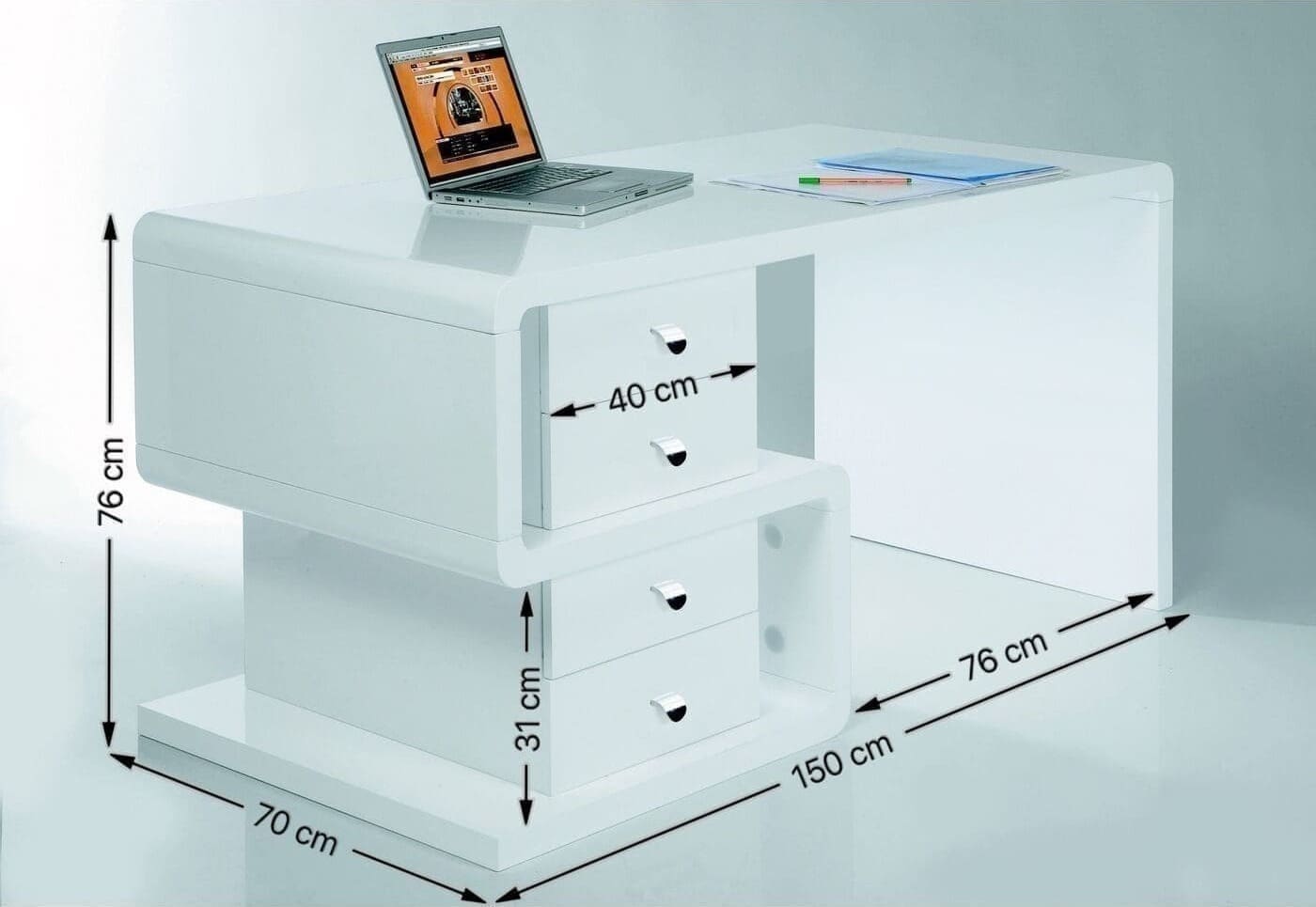 White Club Bureau Snake 150x70cm Kare Design Bureau 75193
