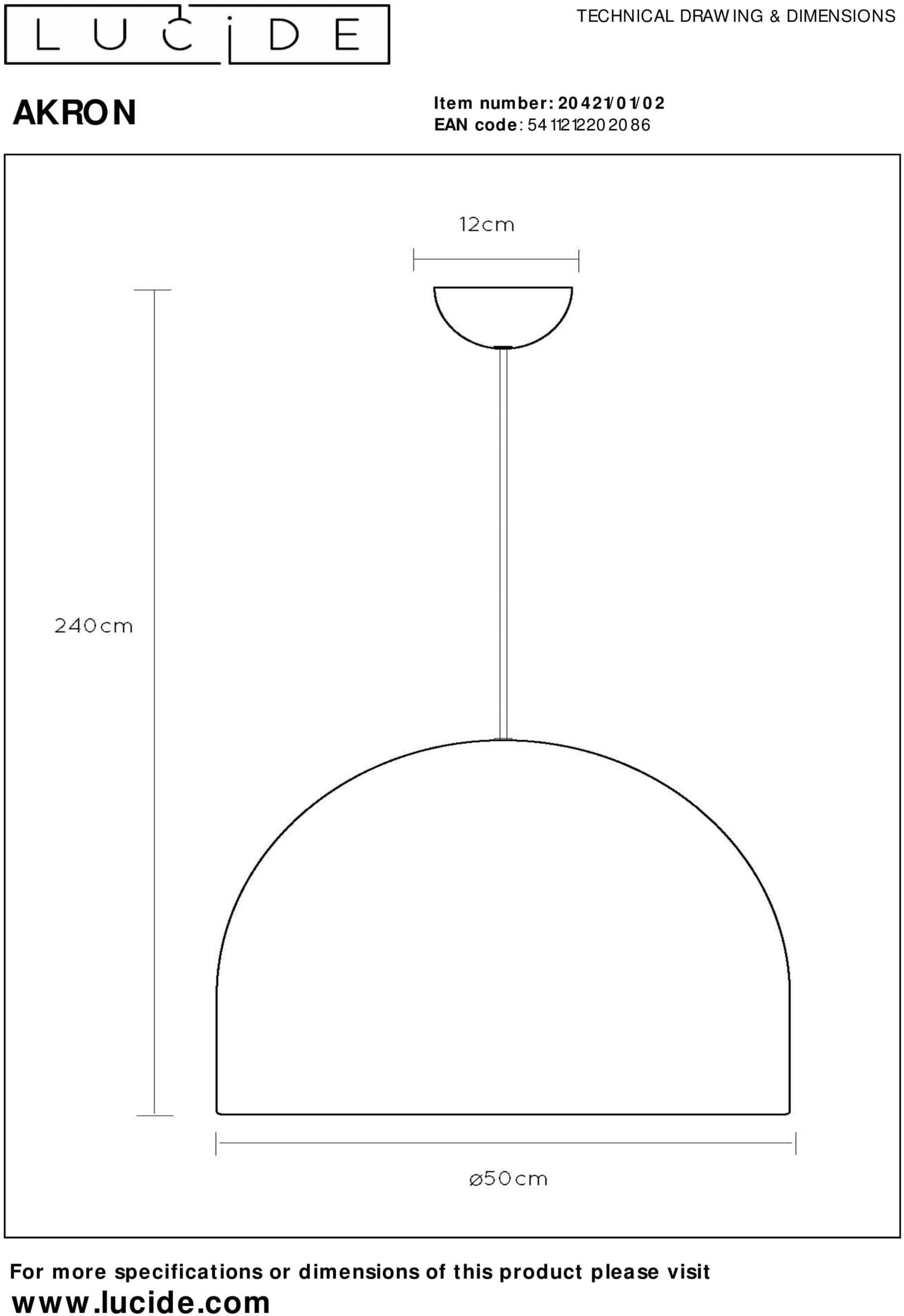 AKRON Hanglamp Ø50 cm 1xE27 - Mat Goud / Messing Lucide Hanglamp 20421/01/02