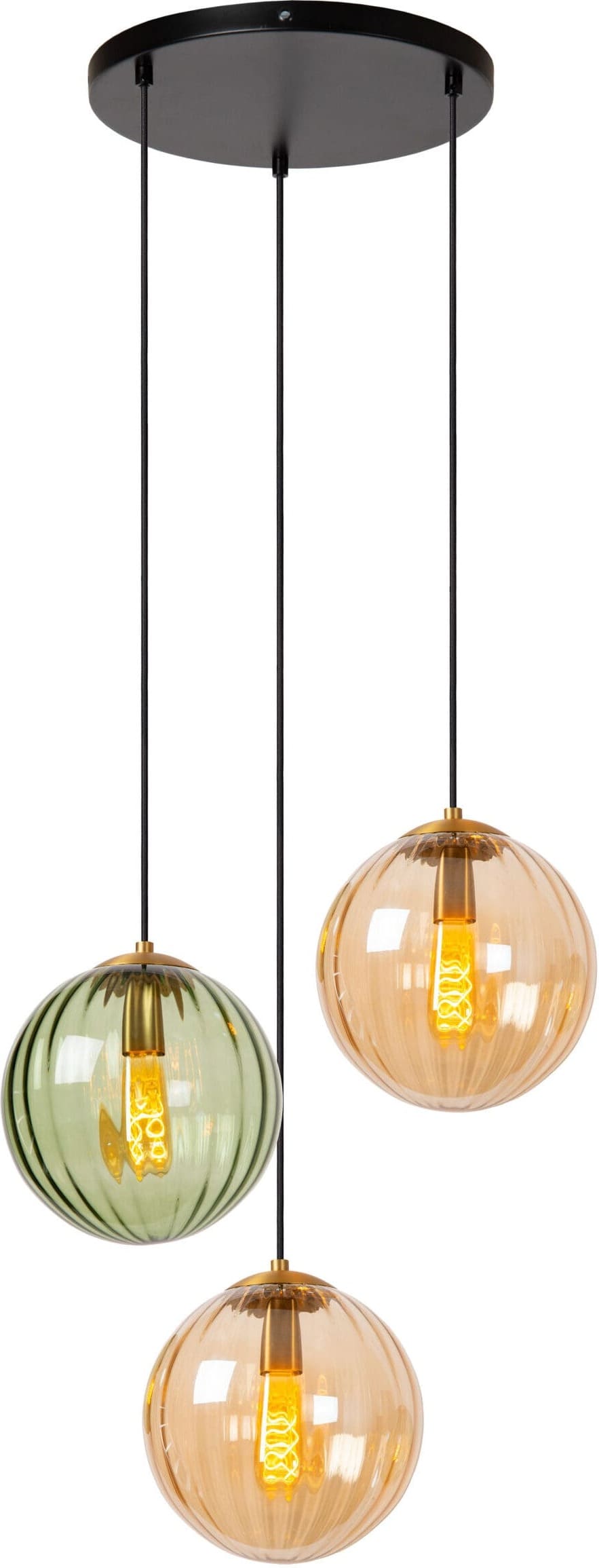 MONSARAZ Hanglamp Ø35 cm 3xE27 - Groen Lucide Hanglamp 45493/03/33