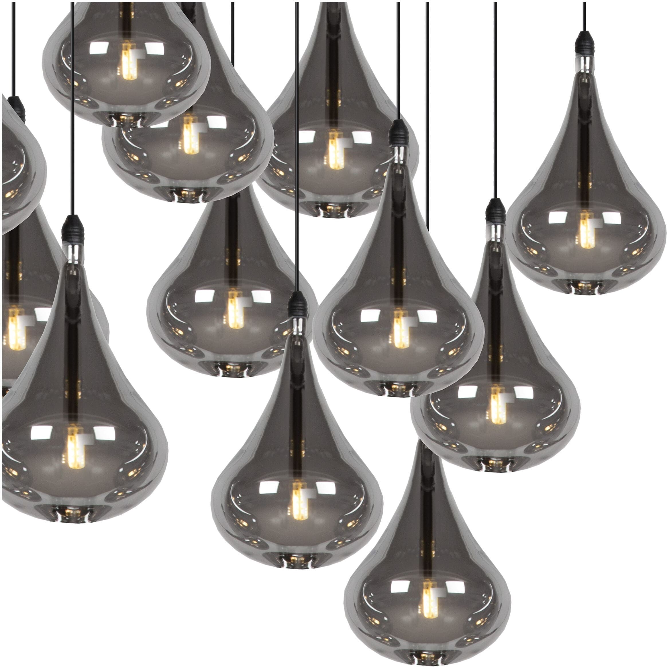 TEARS Hanglamp LED Dimb. G4 16x1,5W 3000K - Zwart Lucide Hanglamp 70434/16/30