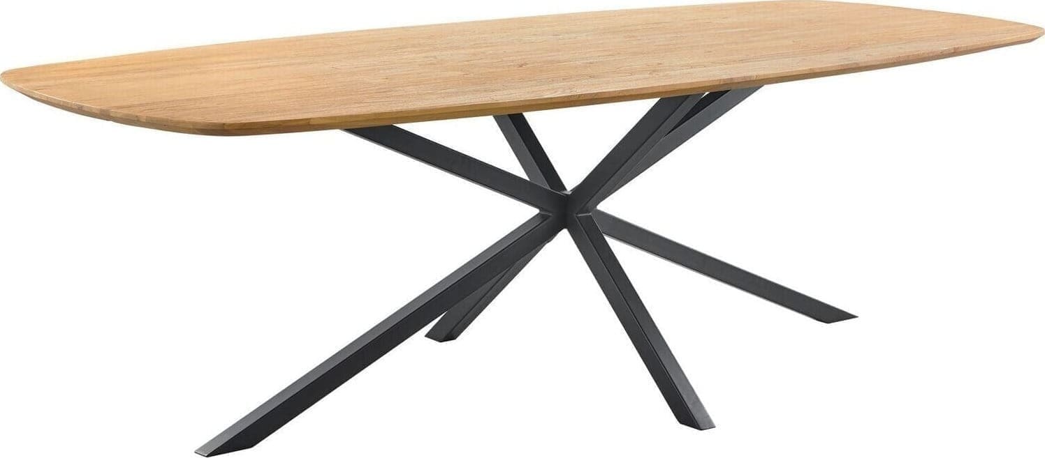 Pronto Wonen Eettafel Aska 220x100 cm Deens ovaal teak naturel brushed Bruin|Naturel Eettafel