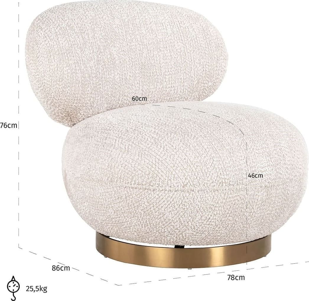 Richmond Interiors Draaifauteuil Jace lovely cream Fauteuil