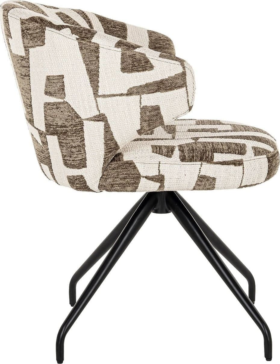 Richmond Interiors Draaifauteuil Milly moss graffic Eetkamerstoel