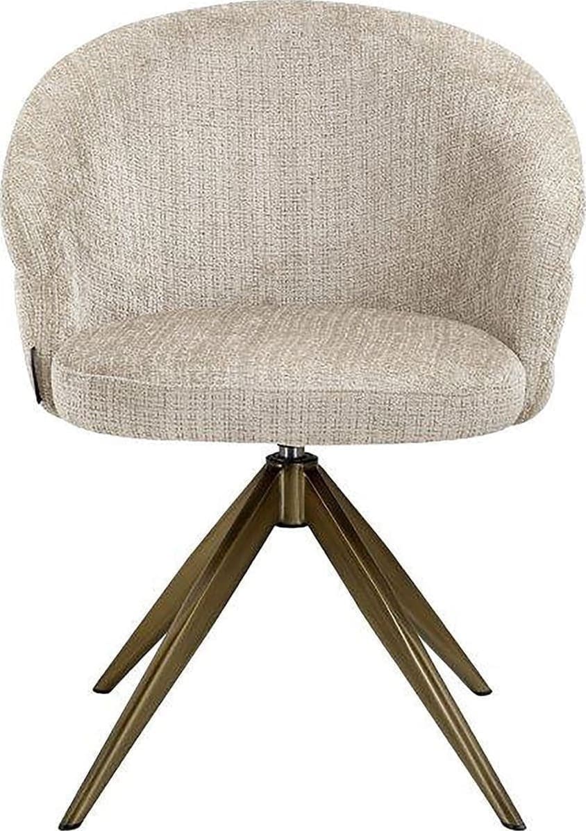Richmond Interiors Draaifauteuil Zendaya beige chenille Beige Eetkamerstoel
