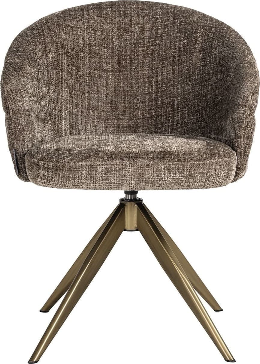 Richmond Interiors Draaifauteuil Zendaya stone chenille Taupe Eetkamerstoel