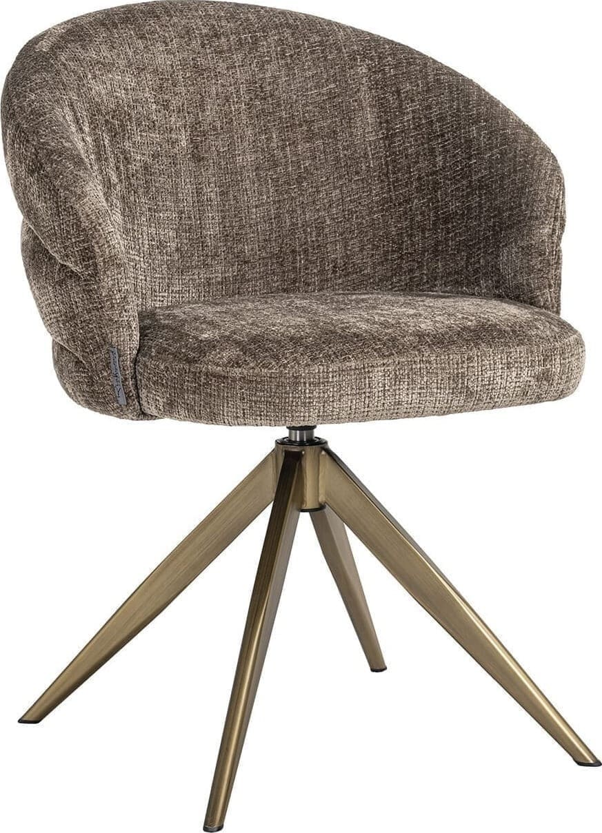 Richmond Interiors Draaifauteuil Zendaya stone chenille Taupe Eetkamerstoel
