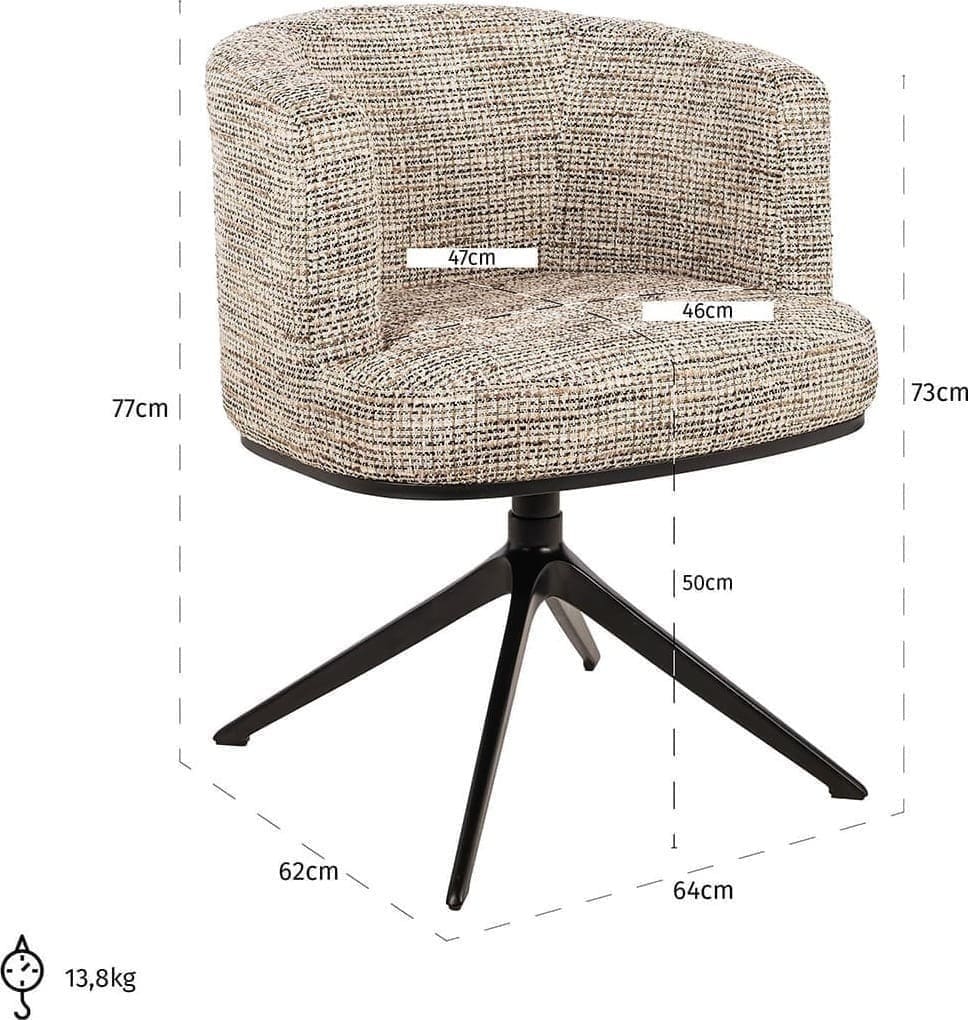 Richmond Interiors Draaistoel Cheyenne trendy nature Eetkamerstoel