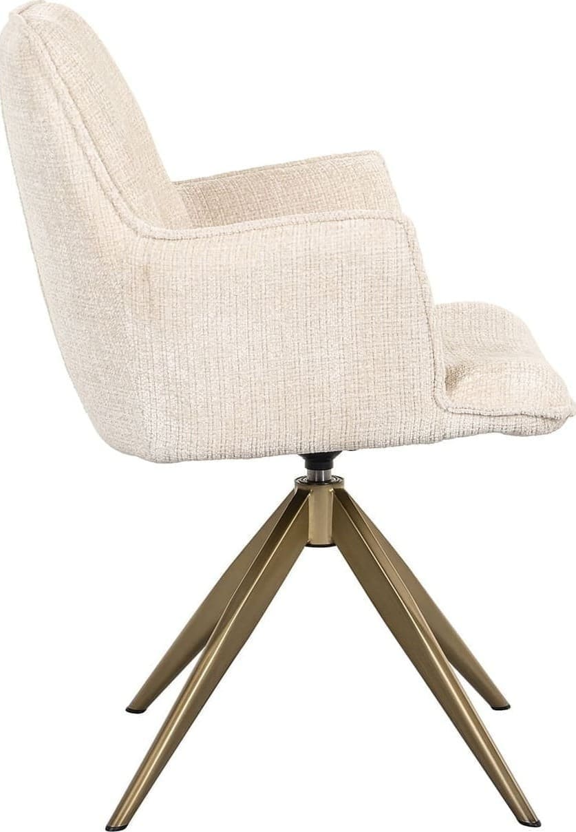 Richmond Interiors Draaistoel met arm Dakota beige chenille Beige Eetkamerstoel
