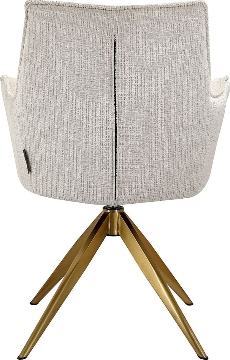 Richmond Interiors Draaistoel met arm Dakota beige chenille Beige Eetkamerstoel