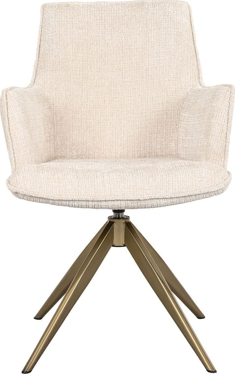 Richmond Interiors Draaistoel met arm Dakota beige chenille Beige Eetkamerstoel