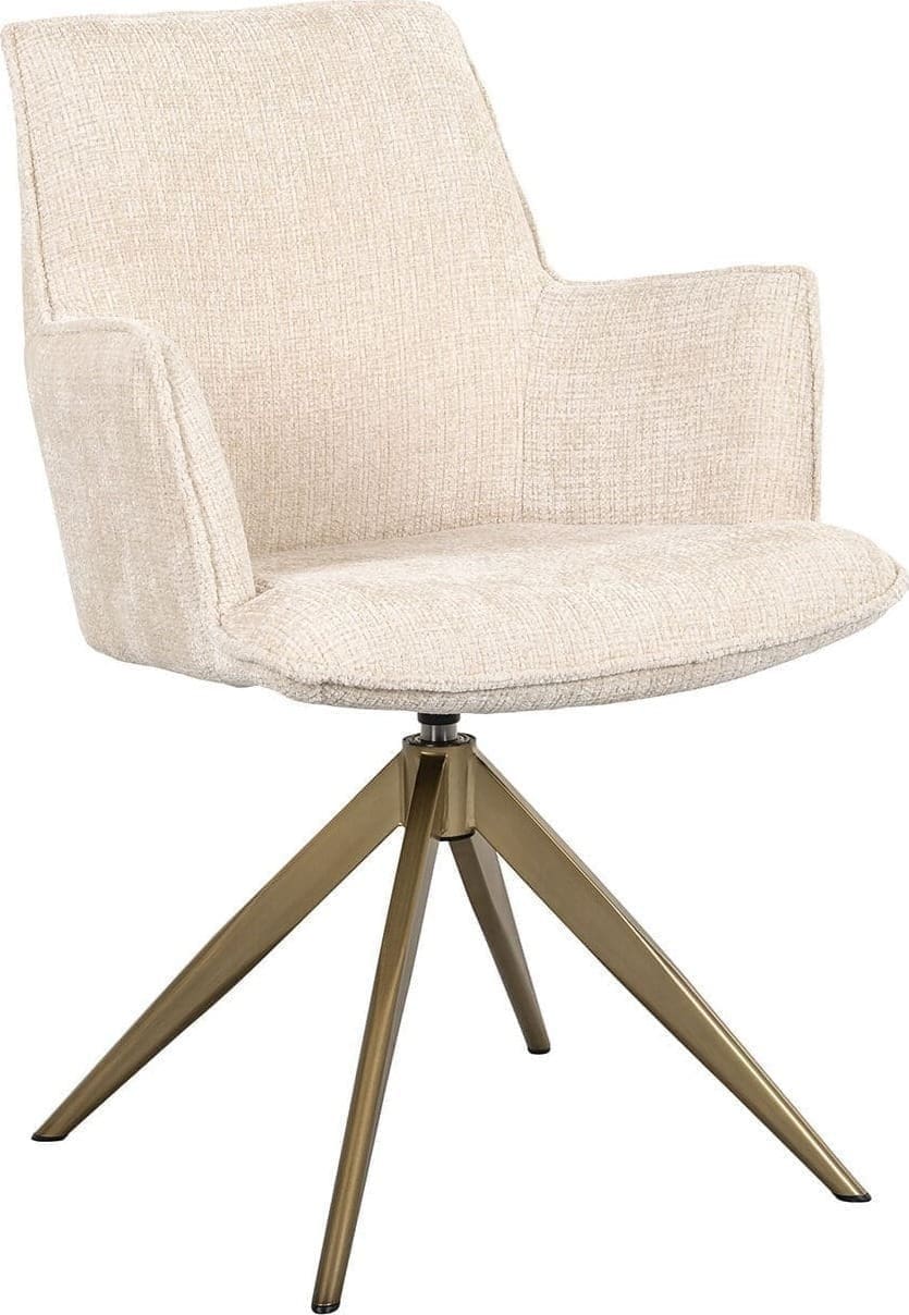 Richmond Interiors Draaistoel met arm Dakota beige chenille Beige Eetkamerstoel