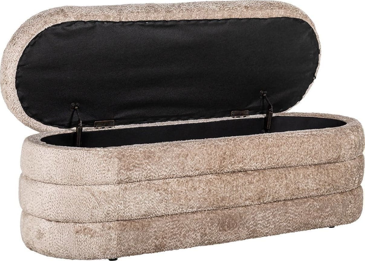 Richmond Interiors Poef Camille Sheep Nature Taupe Bank