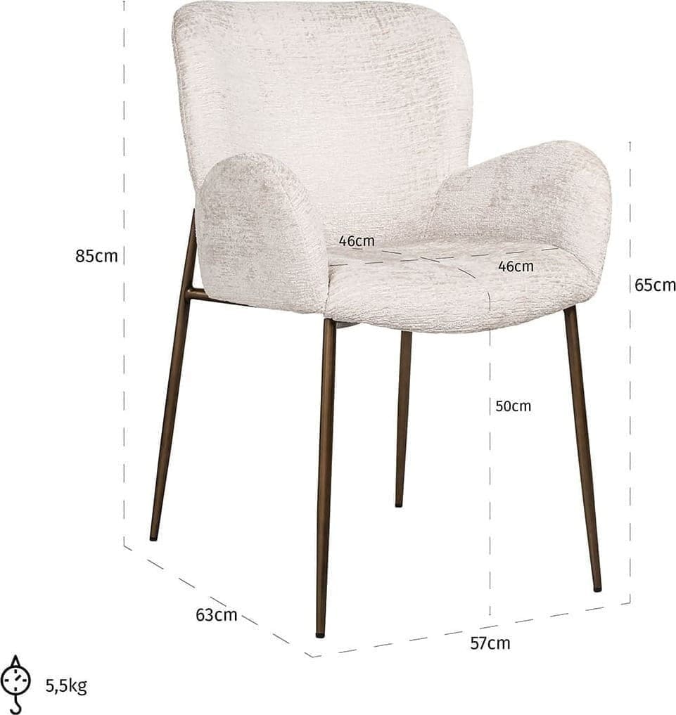 Richmond Interiors Stoel Amber cream fusion fire retardant Eetkamerstoel