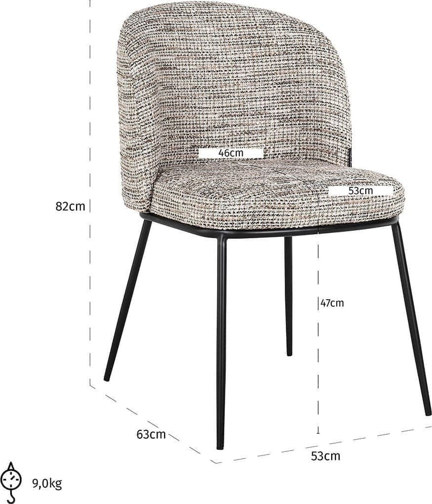 Richmond Interiors Stoel Elvi trendy nature fire retardant Eetkamerstoel