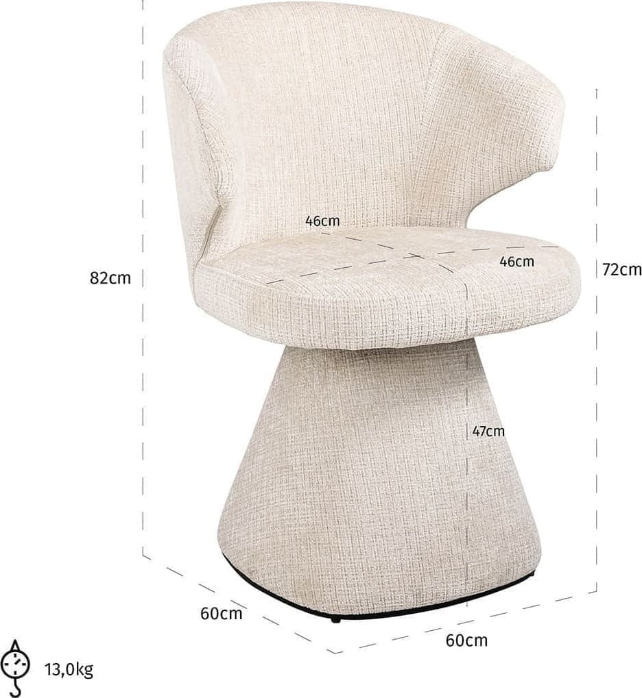 Richmond Interiors Stoel Gatsbi beige chenille fire retardant Beige Eetkamerstoel