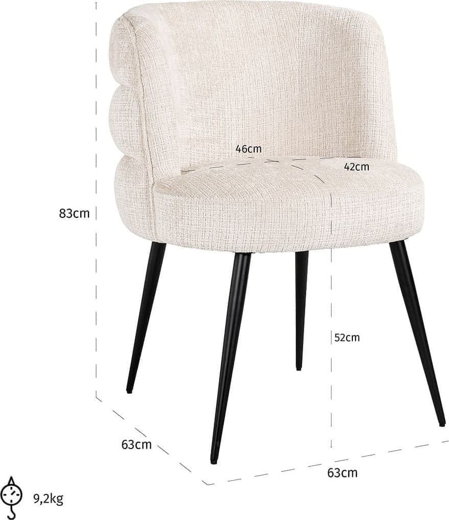 Richmond Interiors Stoel Stella beige chenille fire retardant Beige Eetkamerstoel