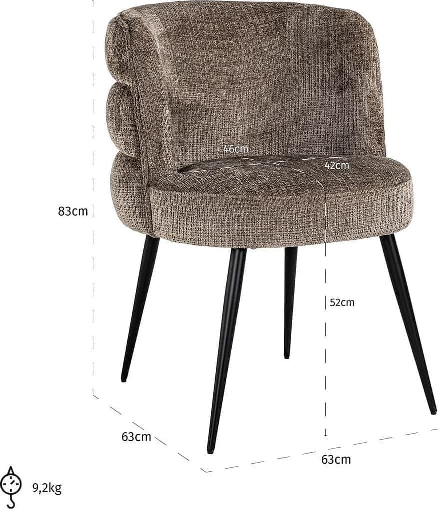 Richmond Interiors Stoel Stella stone chenille Taupe Eetkamerstoel