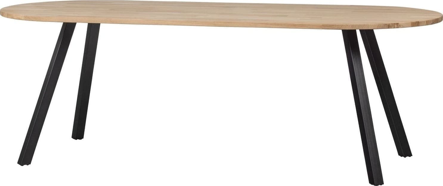 WOOOD Combi-Eettafel: ovaal eiken onbehan. & 2-standen vierk Untreated Eettafel