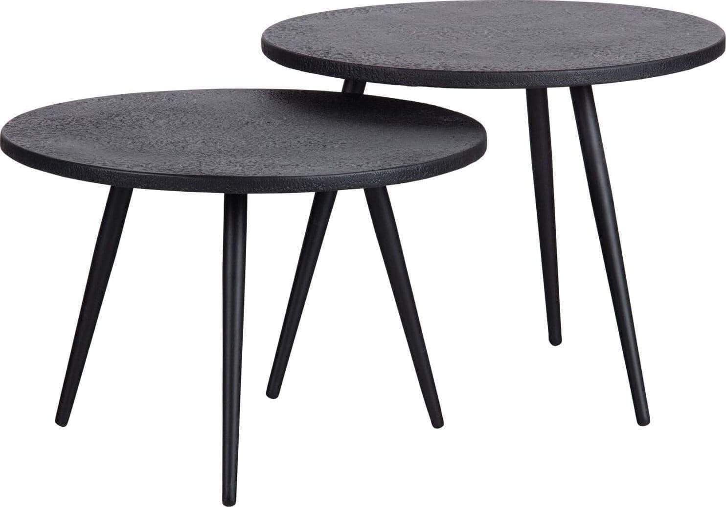 WOOOD Set/2 - suze bijzettafels hout/metaal zwart Zwart Bijzettafel