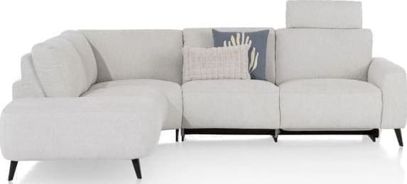 Xooon Carini hoekbank 2,5 zits arm rechts electrisch + ottomane links - Vada Ivory Bank