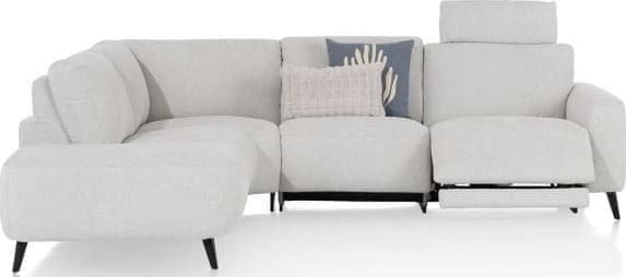 Xooon Carini hoekbank 2,5 zits arm rechts electrisch + ottomane links - Vada Ivory Bank
