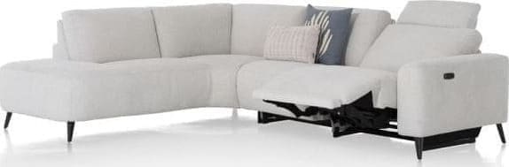 Xooon Carini hoekbank 2,5 zits arm rechts electrisch + ottomane links - Vada Ivory Bank