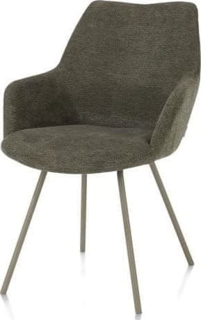 Xooon Odin armstoel - metalen frame RAL 7034 - grijs-groen - stof Vada mosgroen Armstoel