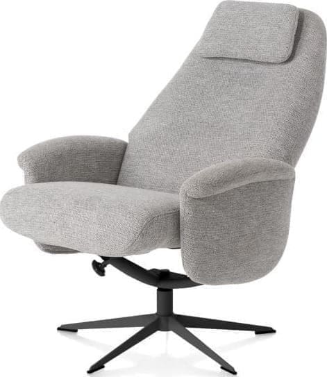 Xooon Tonale relax-fauteuil incl. poef - graphiet frame - stof Vada kiezel of koper - kiezel Grijs|Wit Fauteuil