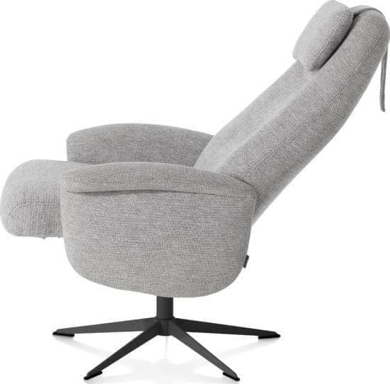 Xooon Tonale relax-fauteuil incl. poef - graphiet frame - stof Vada kiezel of koper - kiezel Grijs|Wit Fauteuil