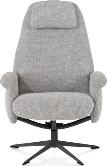 Xooon Tonale relax-fauteuil incl. poef - graphiet frame - stof Vada kiezel of koper - kiezel Grijs|Wit Fauteuil