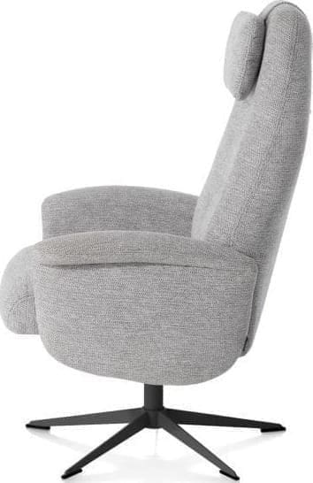 Xooon Tonale relax-fauteuil incl. poef - graphiet frame - stof Vada kiezel of koper - kiezel Grijs|Wit Fauteuil